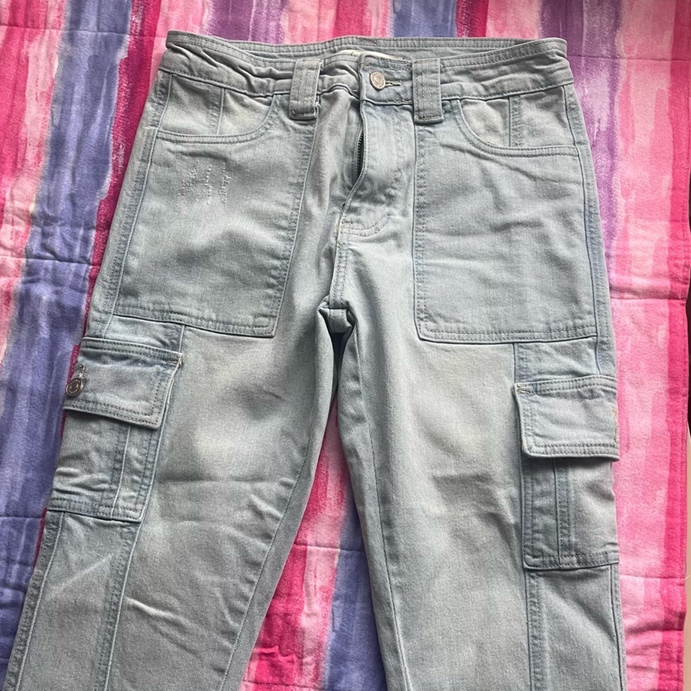Light Blue denim Cargo Jeans size  5 - Picture 5 of 9